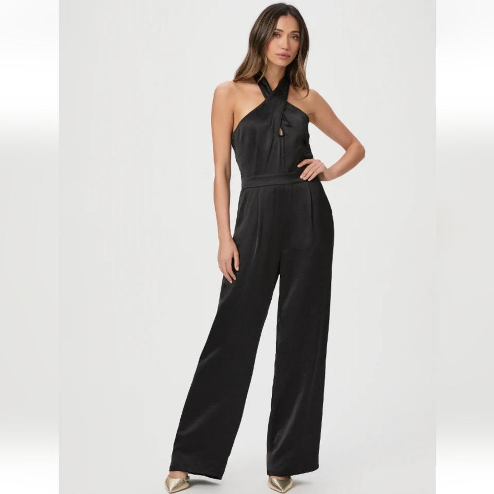 Paige Alimara Black Satin Jumpsuit